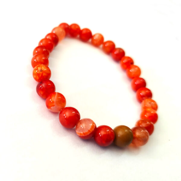 Bracelet agate craquelée orange Ø 8 mm